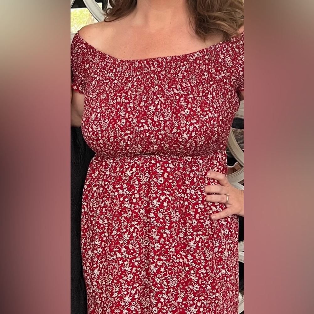 SHEIN curve off the should maxi dress